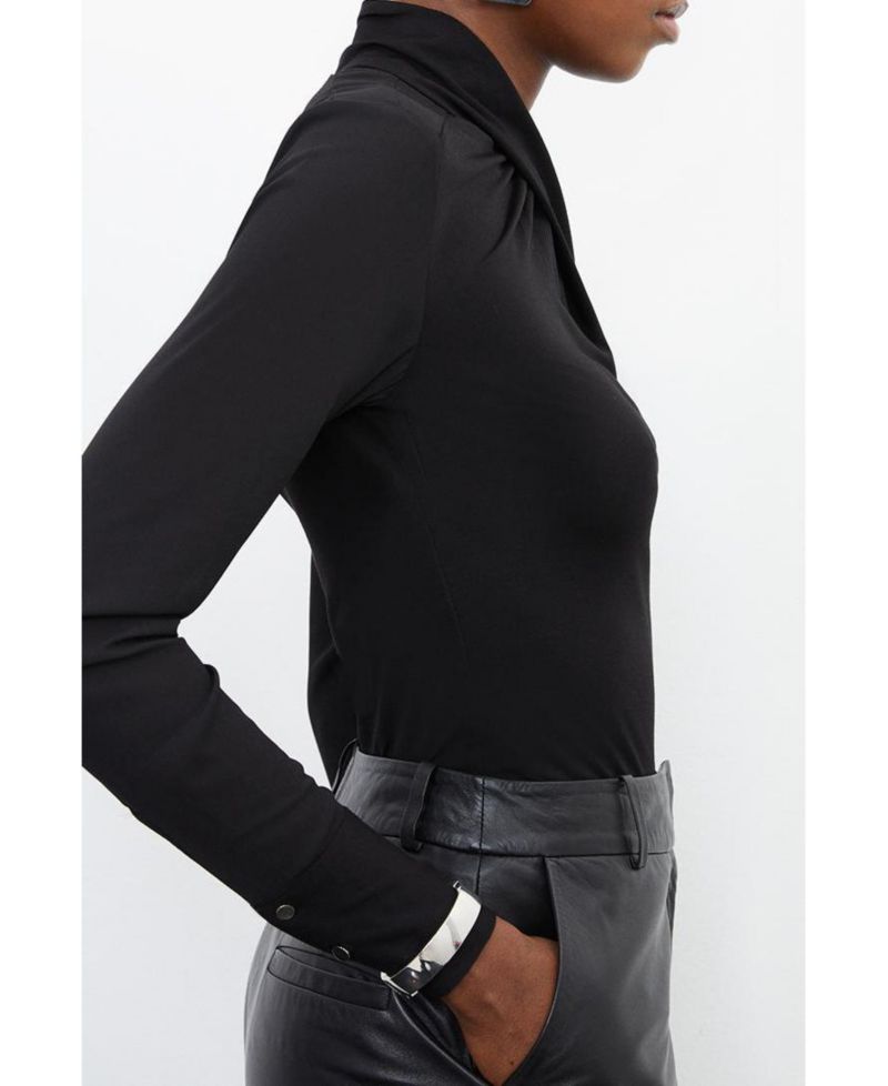 Jersey And Georgette Mix High Neck Top