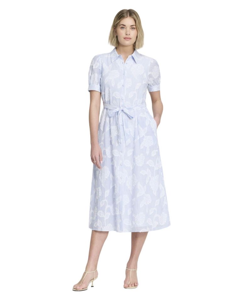 Women's Mariah Floral-Print Jacquard Midi Shirt Dress