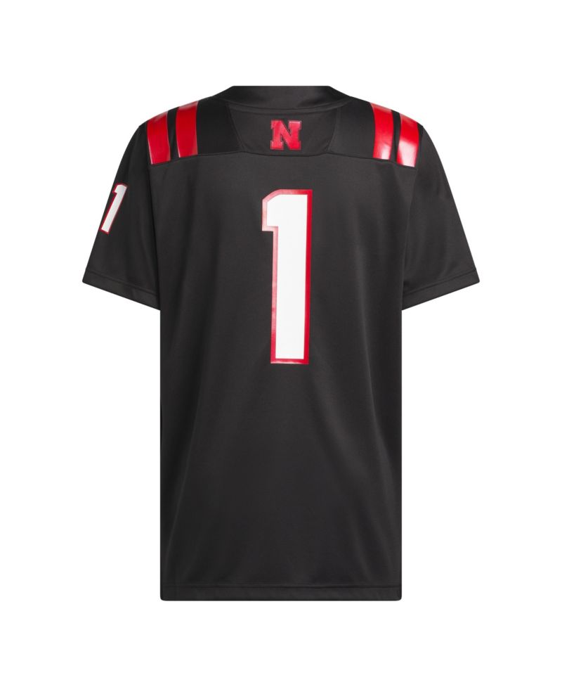 Men's #1 Black Nebraska Huskers Our Red Burns Brighter Premier Strategy Jersey