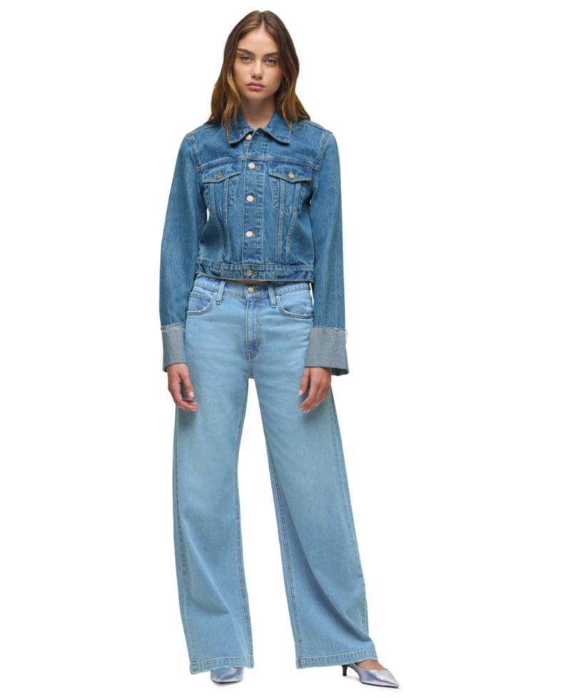 Women's Collared Cuff Sleeve Denim Jacket