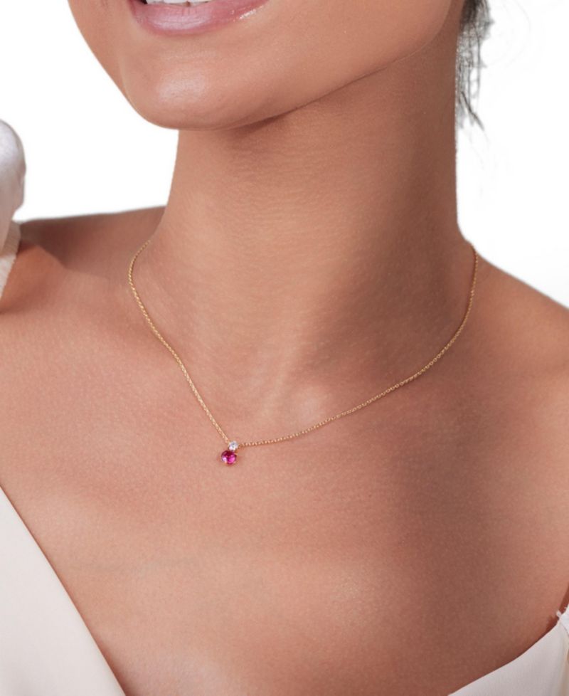 14k Gold Plated Deux Birthstone Necklace Personalized Trendy Gift Idea