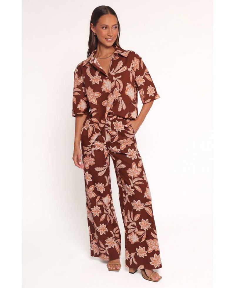 Women's Samira Wide Leg Pant - Orange Floral