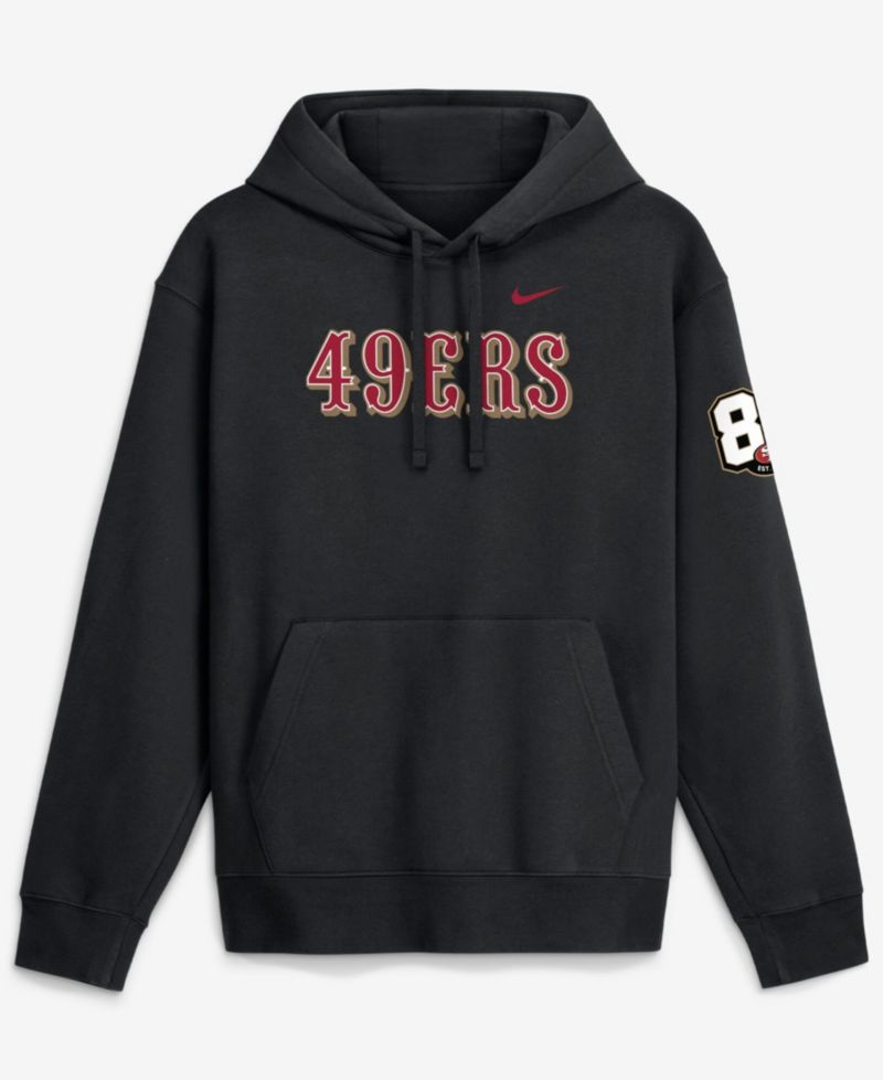 Men's Black San Francisco 49ers 80th Anniversary Goal Line Club Fleece Hoodie