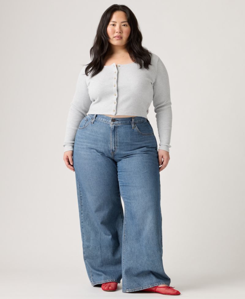Women's Cinch-Waist Lightweight Baggy Jeans