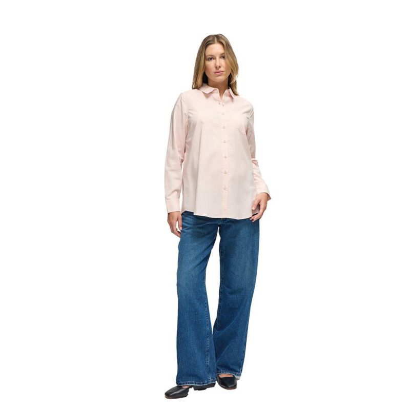 Women's Long Sleeve Poplin Nursing Button-Down Shirt