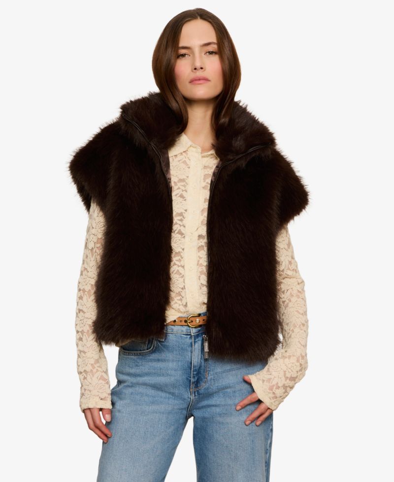 Petite Faux-Fur Lined Relaxed-Fit Vest