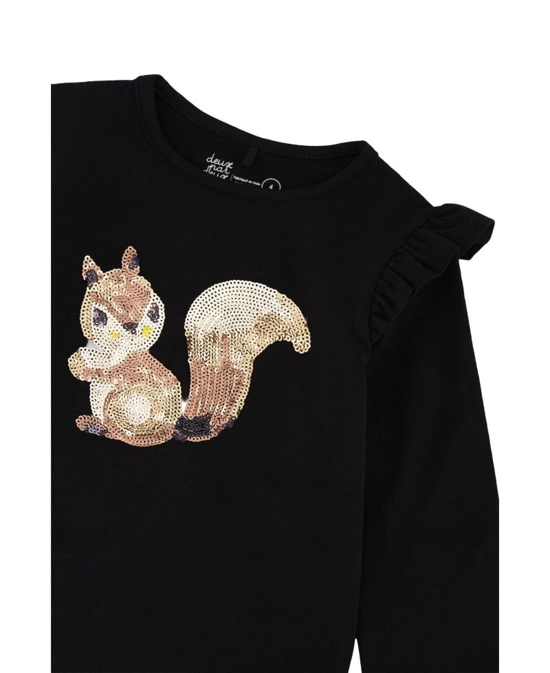 Big Girls 6- 14 Long Sleeve Organic Cotton Squirrel T-Shirt