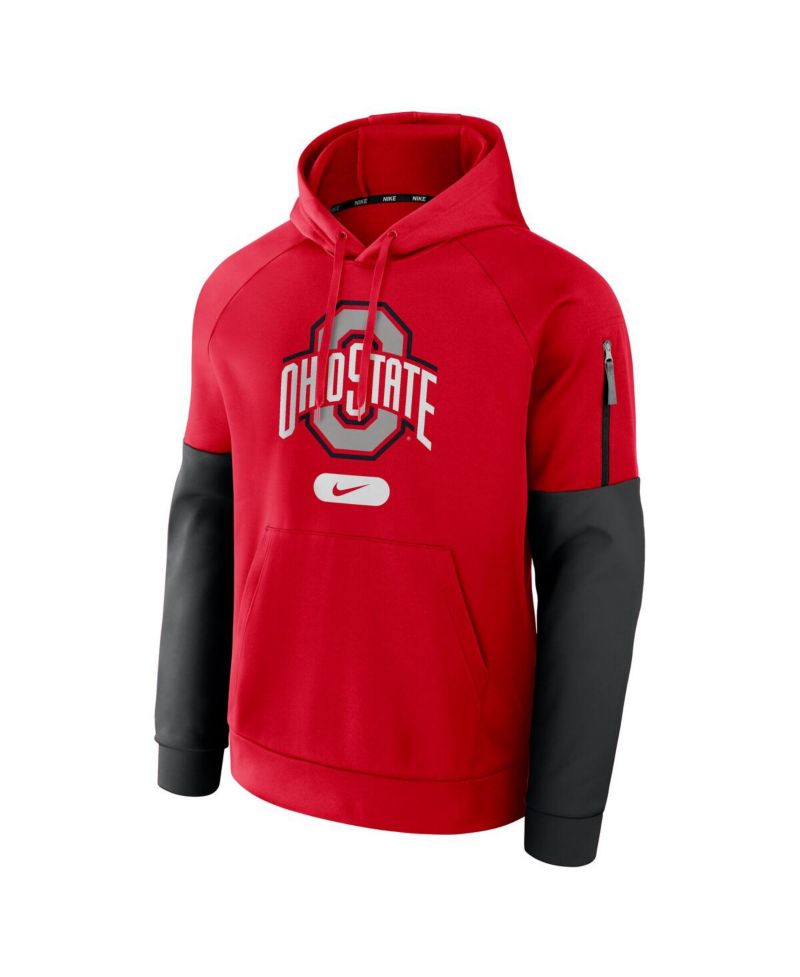 Men's Scarlet Ohio State Buckeyes Fitness Performance Pullover Hoodie