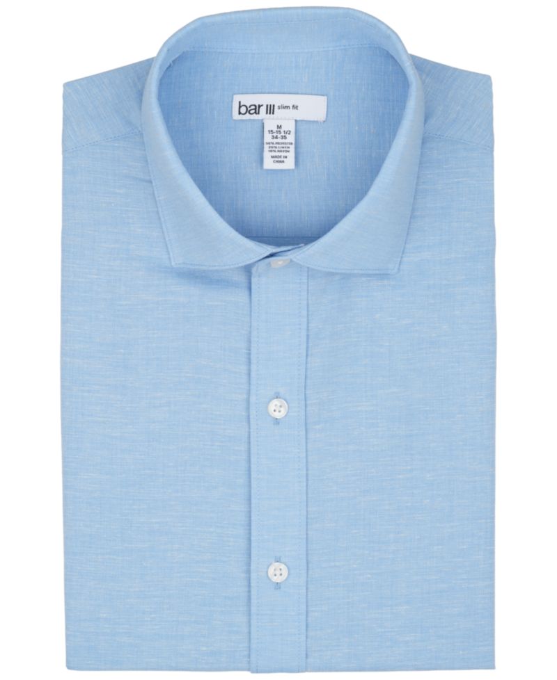 Men's Slim-Fit Linen Dress Shirt