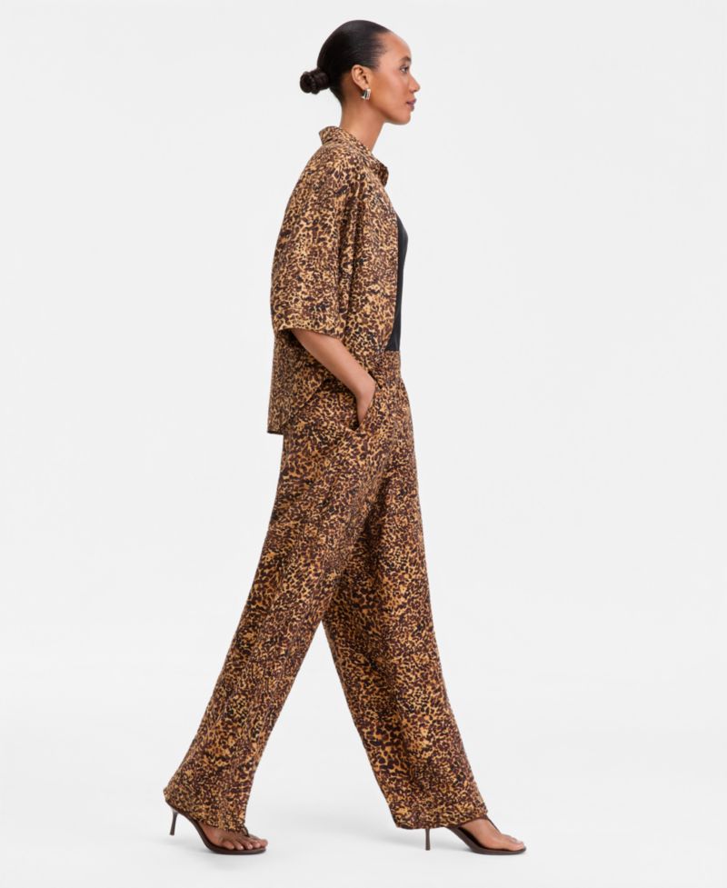 Women's Animal-Print High-Rise Wide-Leg Pants