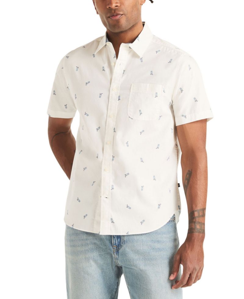 Men's Short-Sleeve Oxford Print Shirt