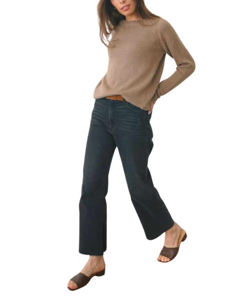 Women's Cotton Sloane Crewneck Pullover Sweater in Mocha