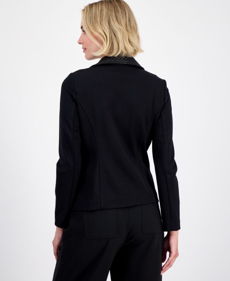 petite Faux-Leather Moto Jacket