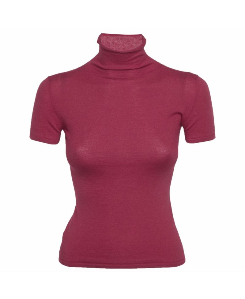 Women's Stretch Knit Short-Sleeve Turtleneck Top