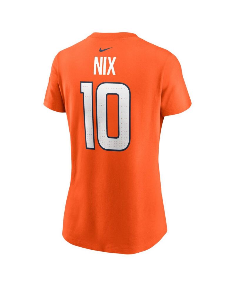 Women's Bo Nix Orange Denver Broncos 2024 NFL Draft First Round Pick Name & Number T-Shirt