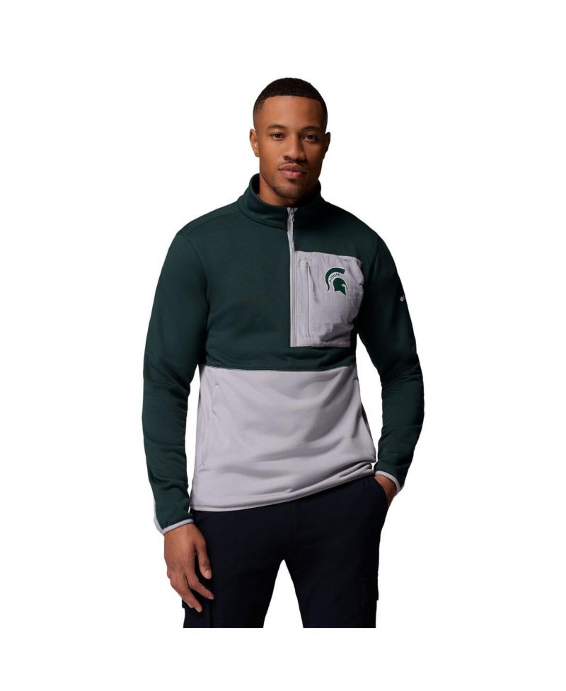 Men's Green/Gray Michigan State Spartans Hike Omni-Wick Half-Zip Pullover Sweatshirt