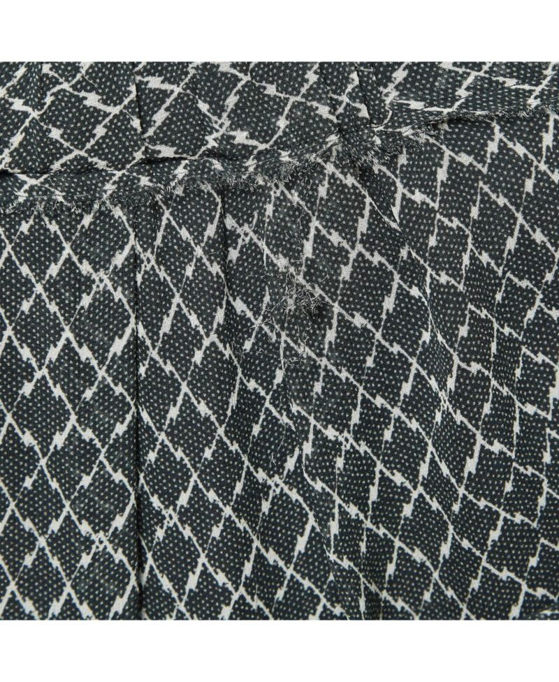 Women's Black/white Printed Silk Ruffled Short Skirt