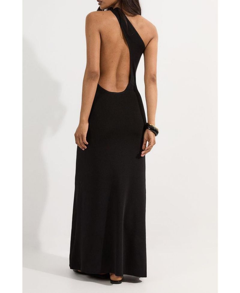 Women's Backless Knit Dress With Hardware