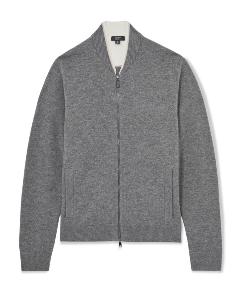 Men's Clifford Merino-Wool Zipped Bomber Cardigan