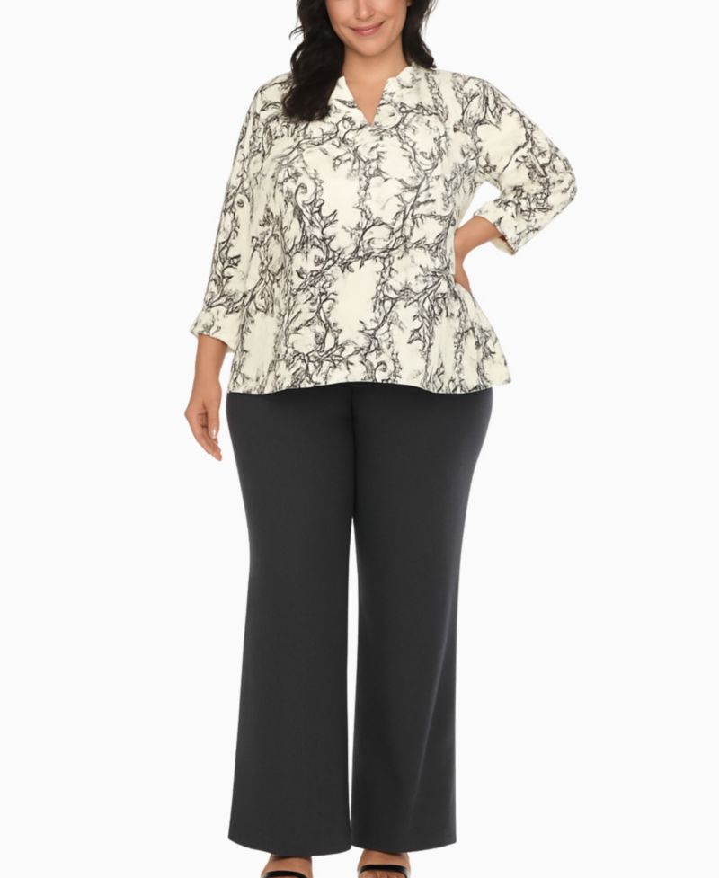 Plus Size Floral Print Tunic and Palazzo Pants Matching Set