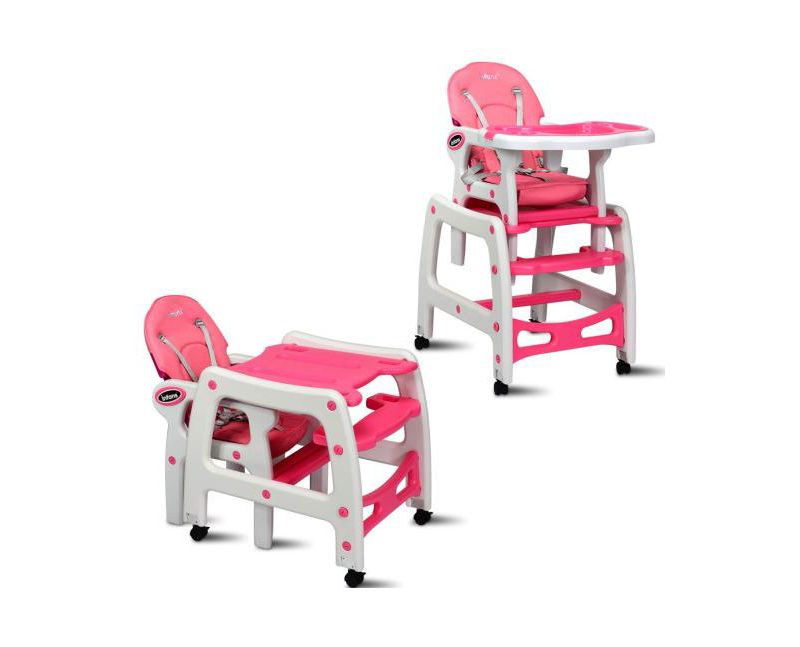 Girls 3-in-1 High Chair with Lockable Universal Wheels