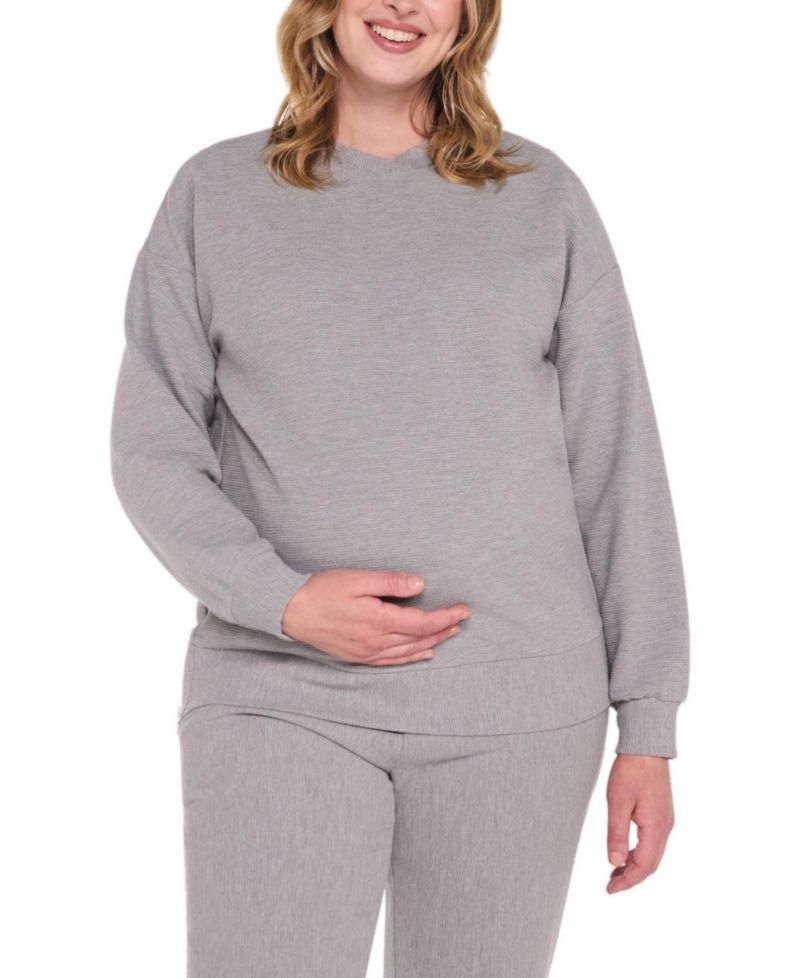 Relaxed-Fit Long-Sleeve Side-Zip Crewneck Tunic