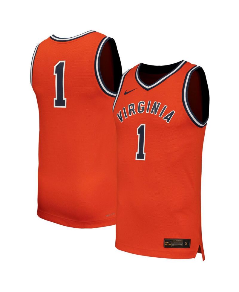 Men's 1 Orange Virginia Cavaliers Throwback Replica Basketball Jersey