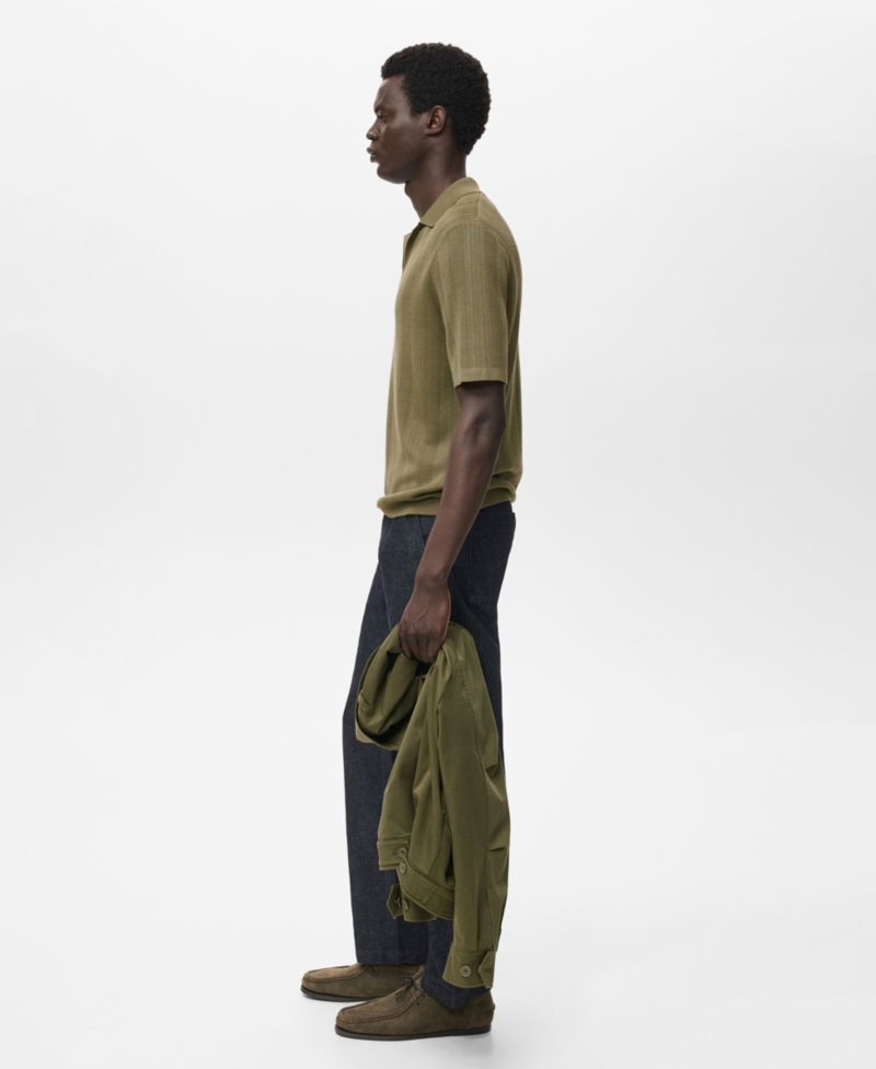 Men's Ribbed Knit Polo Shirt