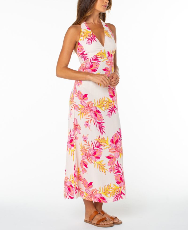 Women's Beach Day Floral Printed Halter Neck Dress
