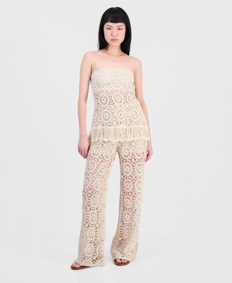 Women's Cotton Crochet Strapless Top
