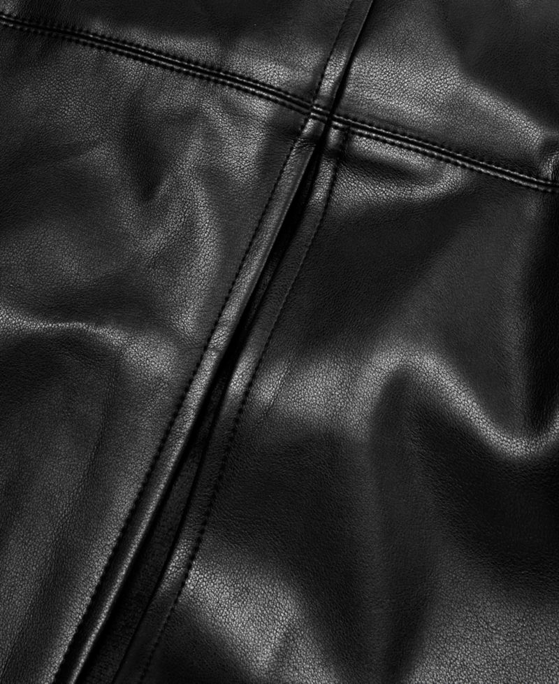 Women's High-Waisted Front Slit Faux-Leather Pencil Midi Skirt