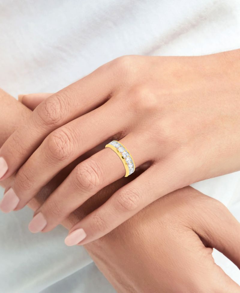 Lab Grown Diamond Channel Set Band (2 ct. t.w.) in Sterling Silver or 14K Gold-Plated Sterling Silver