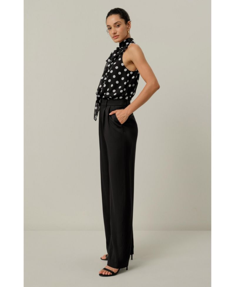 Women's Double Faced Charmeuse Silk Straight Leg Pants
