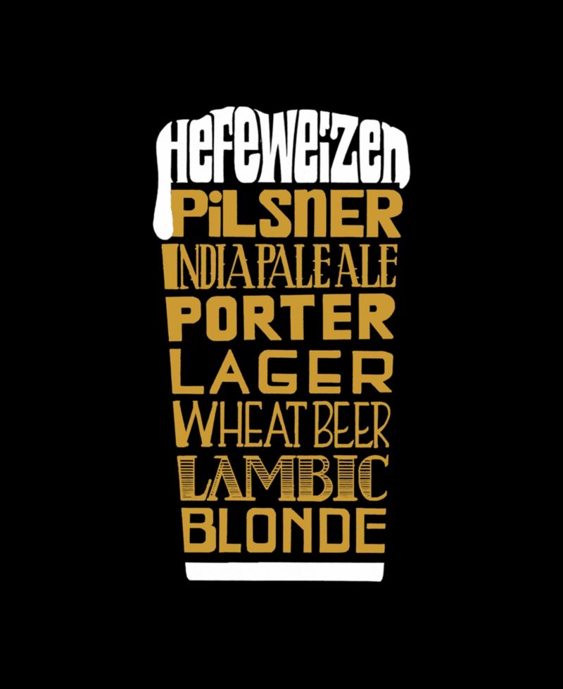Men's Styles of Beer Word Art Crew Neck Sweatshirt