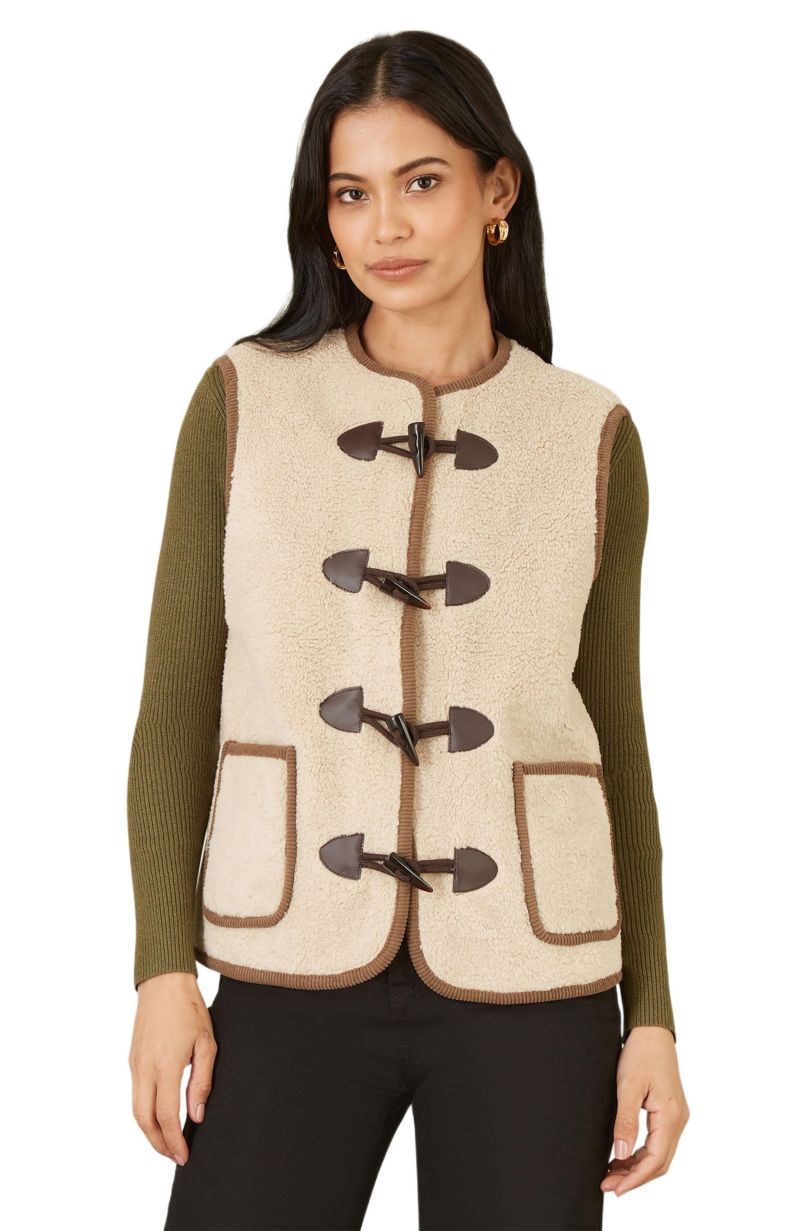 Women's Faux Leather Button Detail Gilet