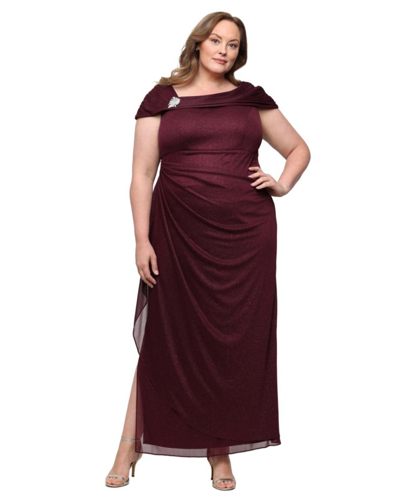 Petite Glittered Ruched Gown