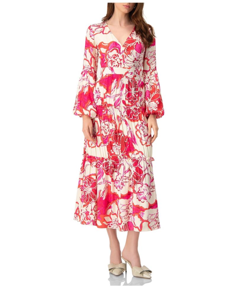 Women's Puff Sleeve Floral Maxi Dress