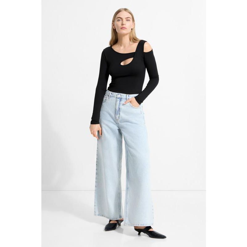 Women's Lotte Long-Sleeve Jersey Top with Front and Back Oval Cutouts