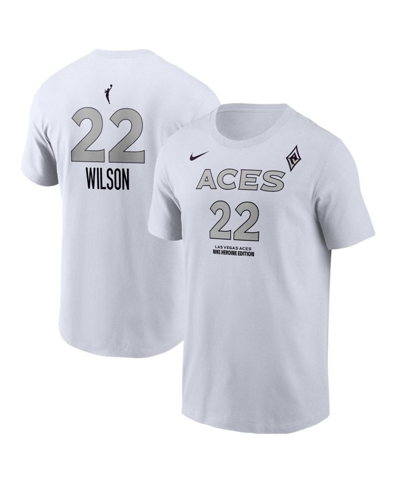 Men's A'ja Wilson White Las Vegas Aces Heroine Edition Name & Number T-Shirt