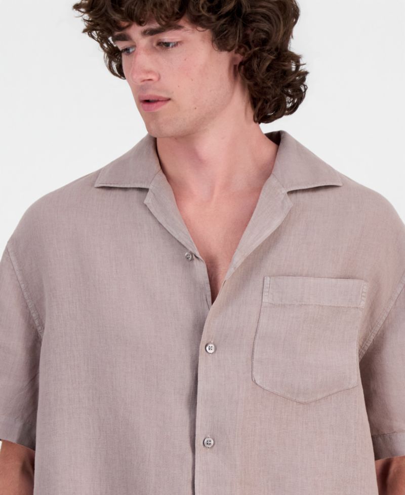 HUGO by Men's Exolino Short-Sleeve Linen Shirt