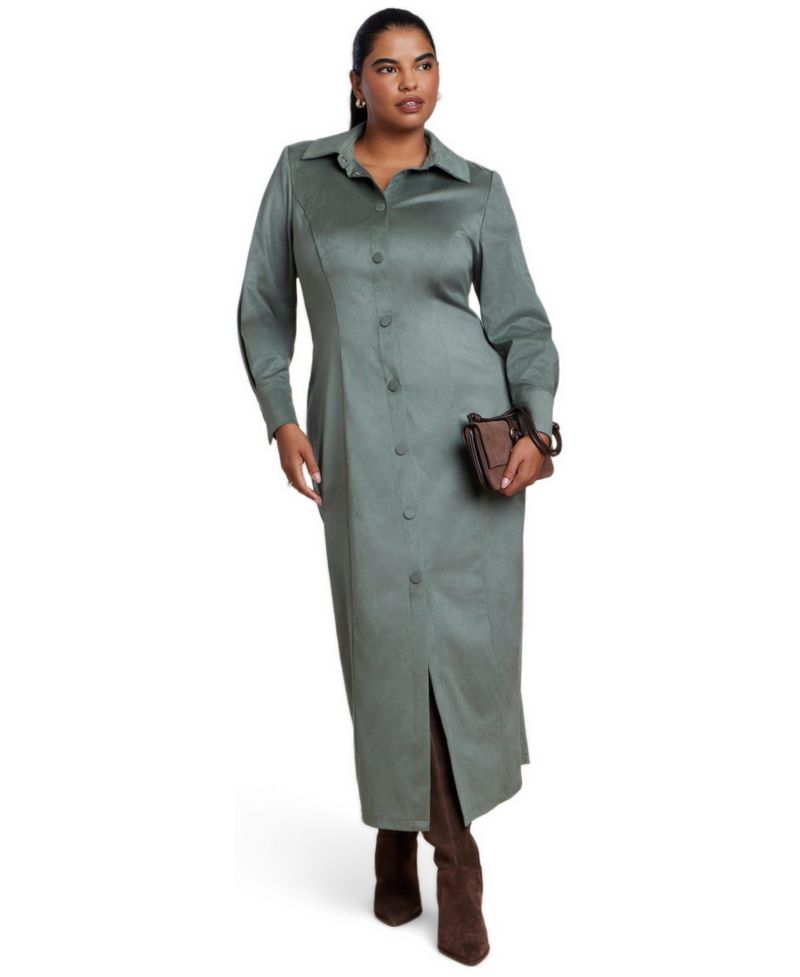 Women's Suede Shirt Dress
