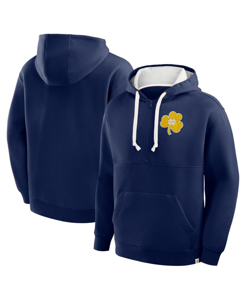 Men's Navy Notre Dame Fighting Irish Hometown Premium Rise and Conquer Half-Zip Hoodie
