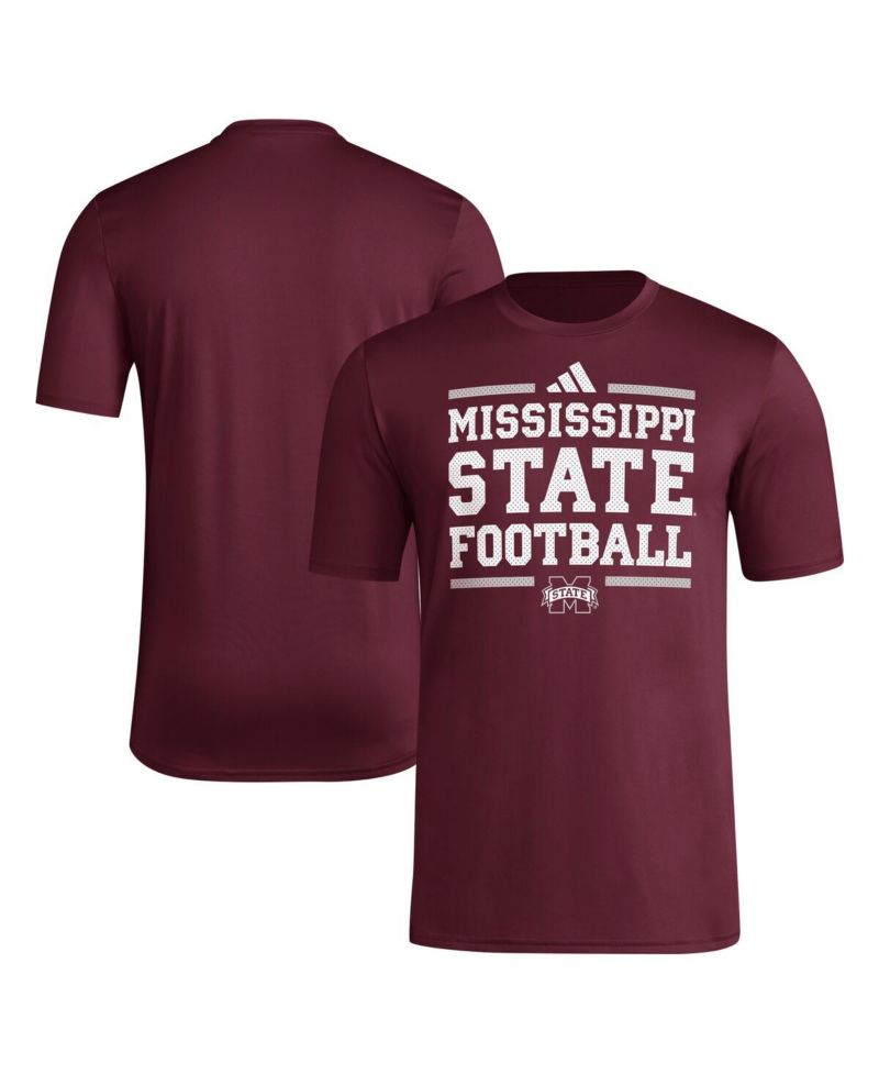 Men's Maroon Mississippi State Bulldogs Locker Football Pre-Game AEROREADY T-Shirt