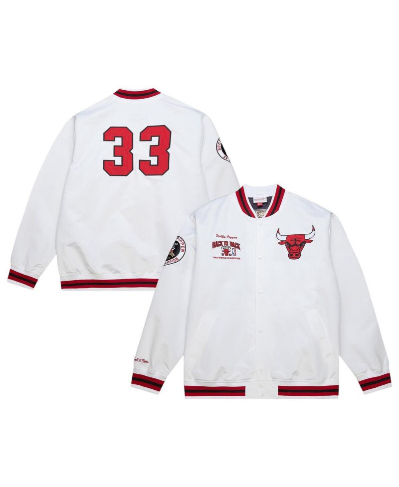 Men's Scottie Pippen White Chicago Bulls NBA Legends Full-Snap Satin Jacket