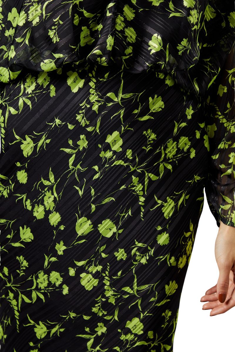 Women's Shadow Stripe Floral Batwing Midi Dress