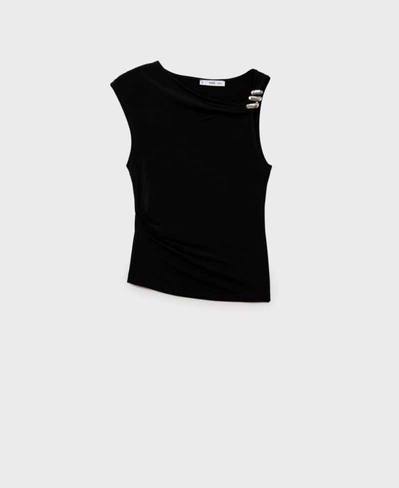 Women's Metallic Applique Asymmetrical Top