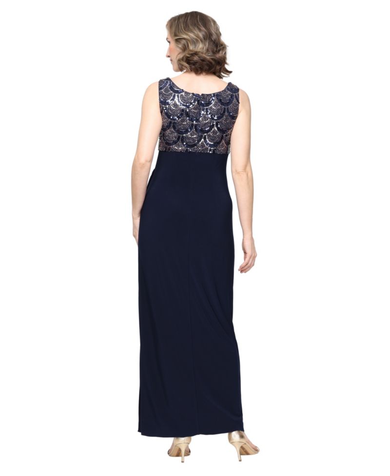Petite Scoop Neck Empire Waist Sequin Bodice Dress and Bolero Jacket Set