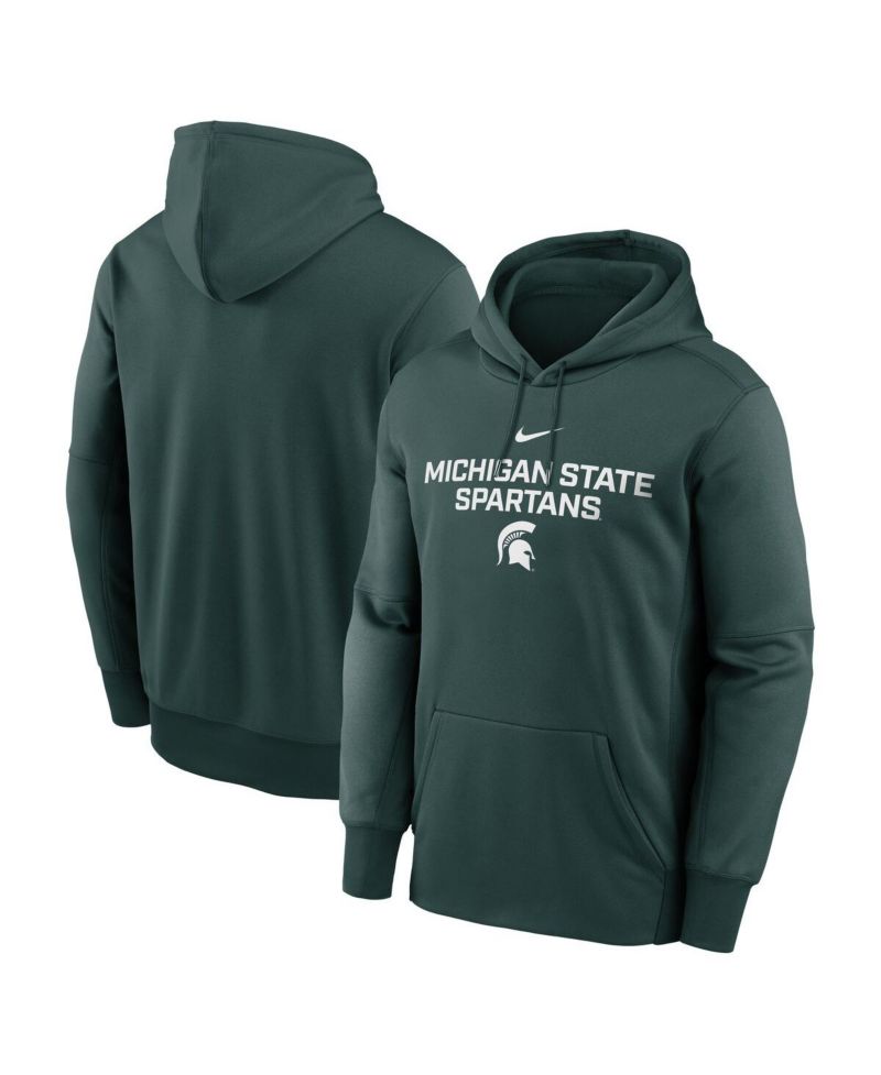 Men's Green Michigan State Spartans Team Stacked Performance Pullover Hoodie