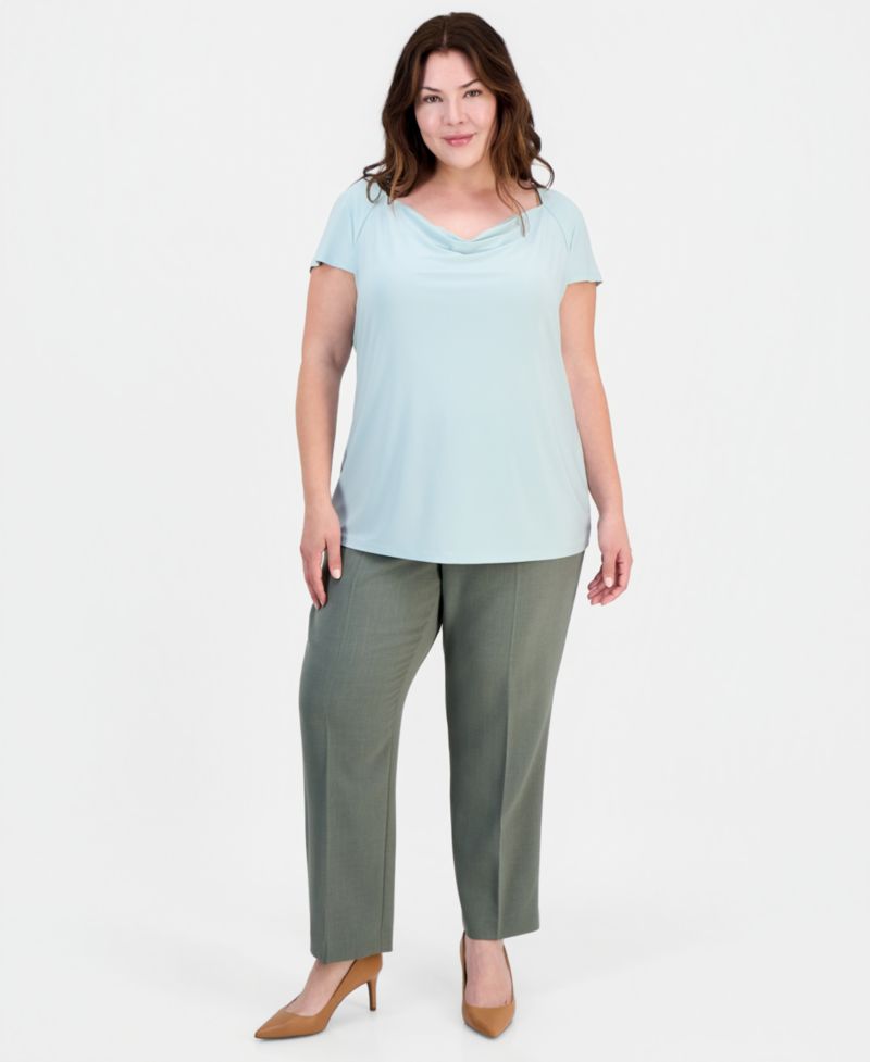 Plus Size Cowlneck Cap-Sleeve Top