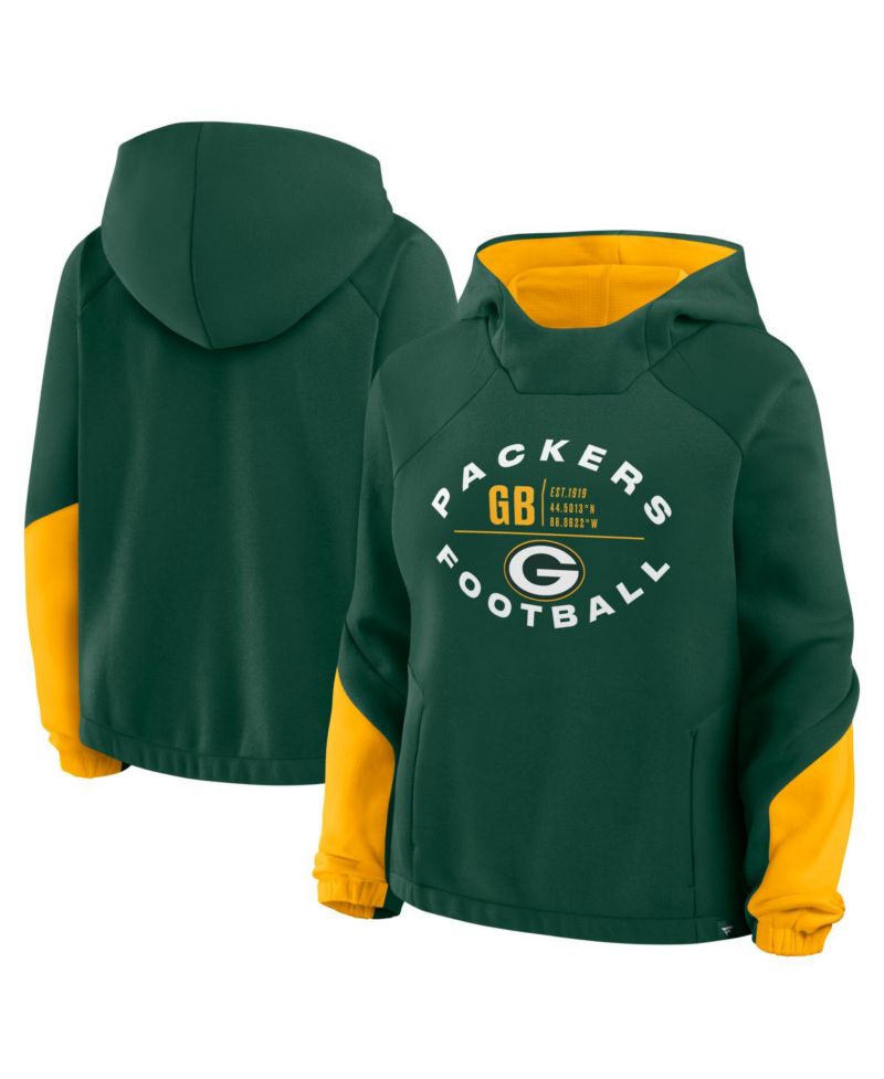 Women's Green Green Bay Packers Oversized Redzone Bubble Screen Pullover Hoodie